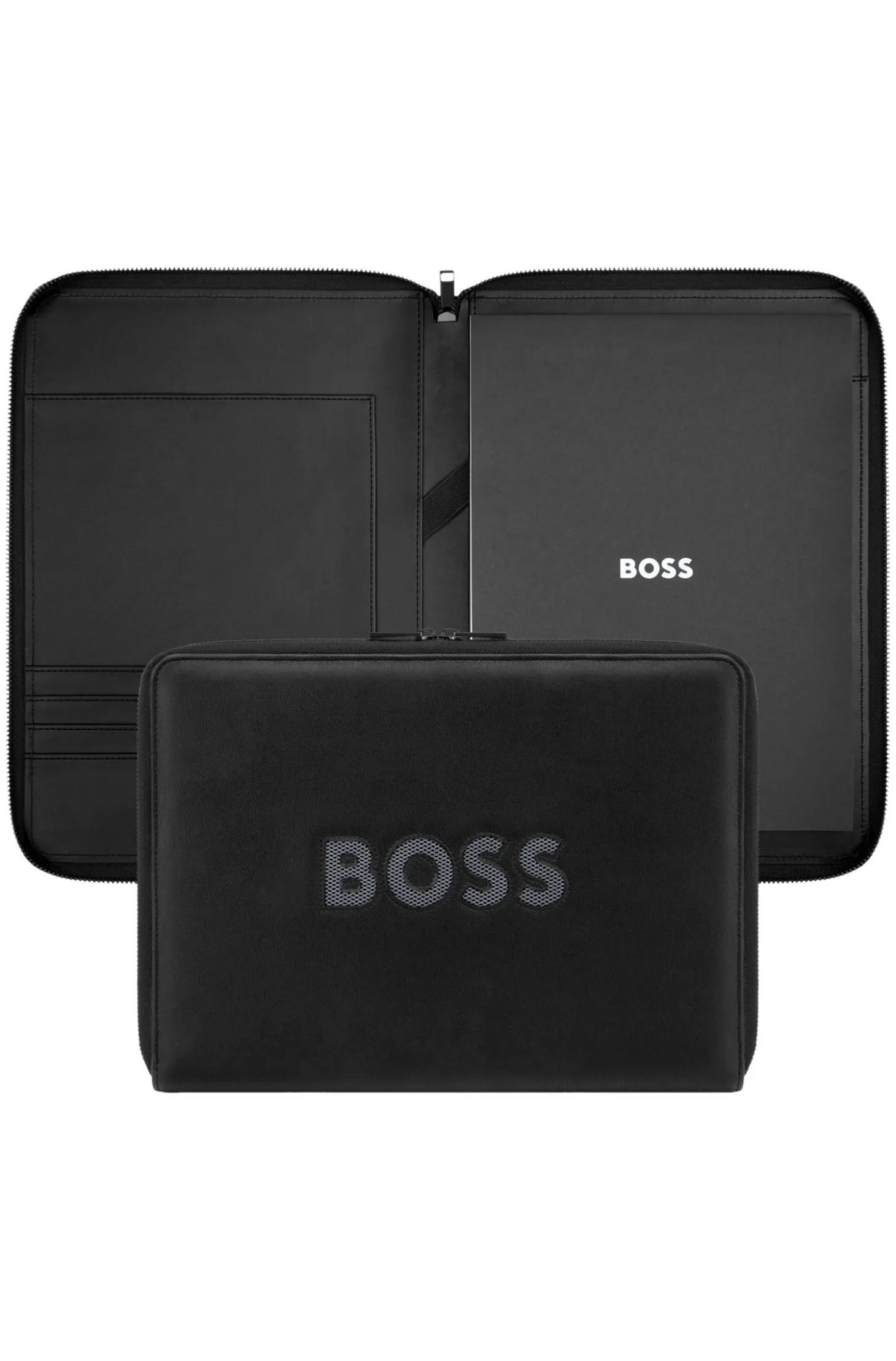 A4 conference folder in faux leather with mesh logo