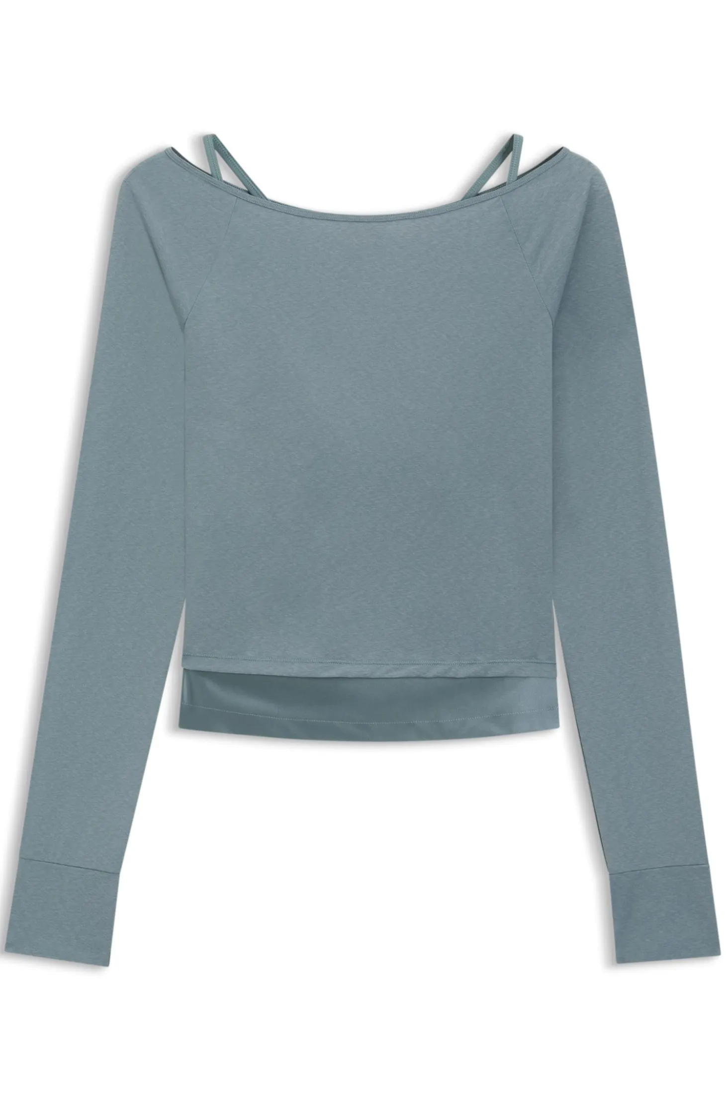 Active burnout-fabric top with shiny underlayer