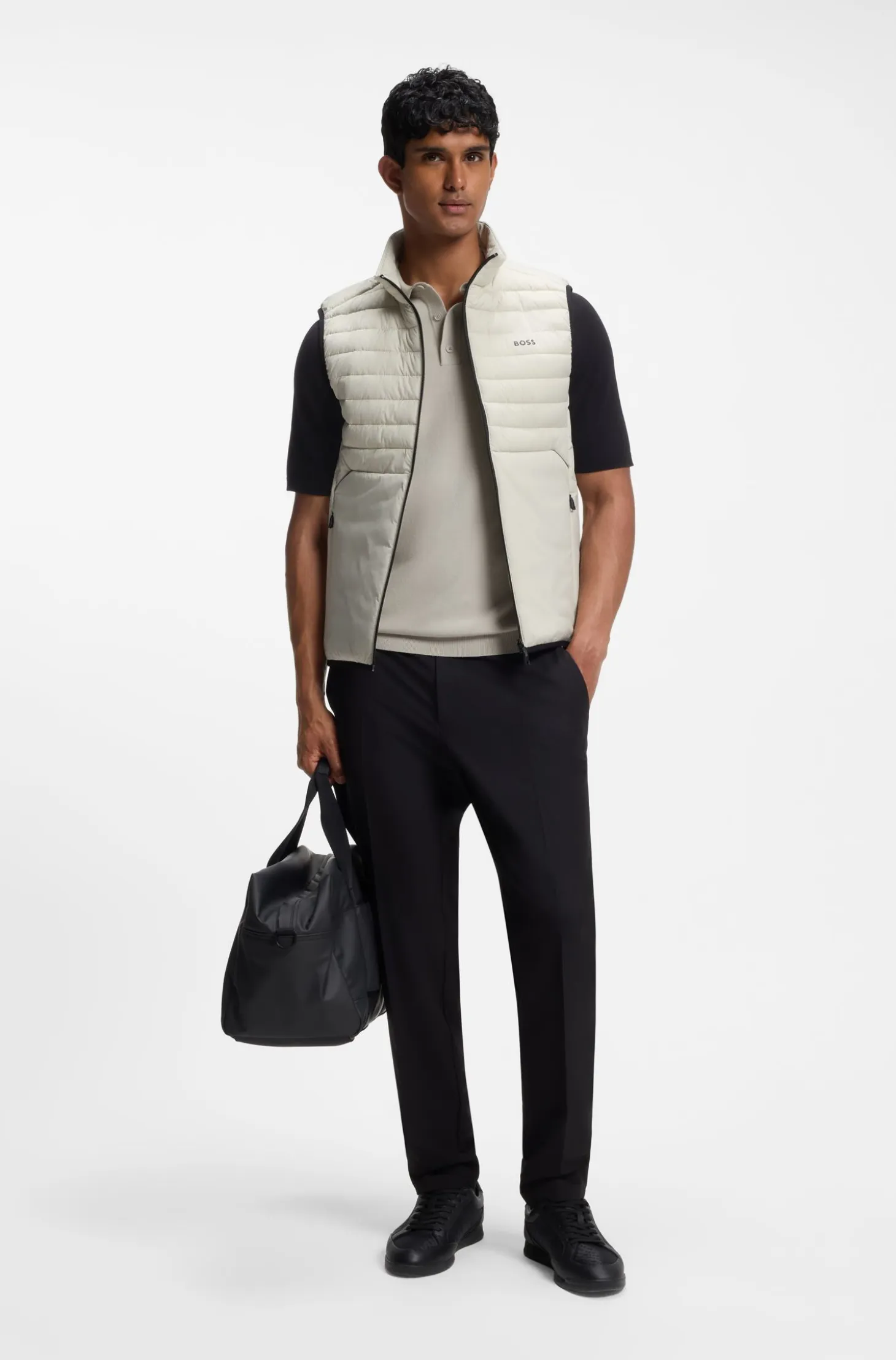 Active colour-blocked knit polo