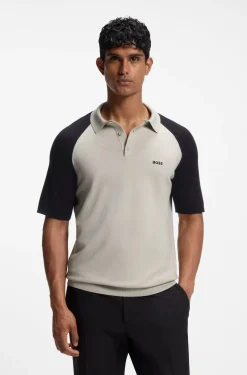 Active colour-blocked knit polo