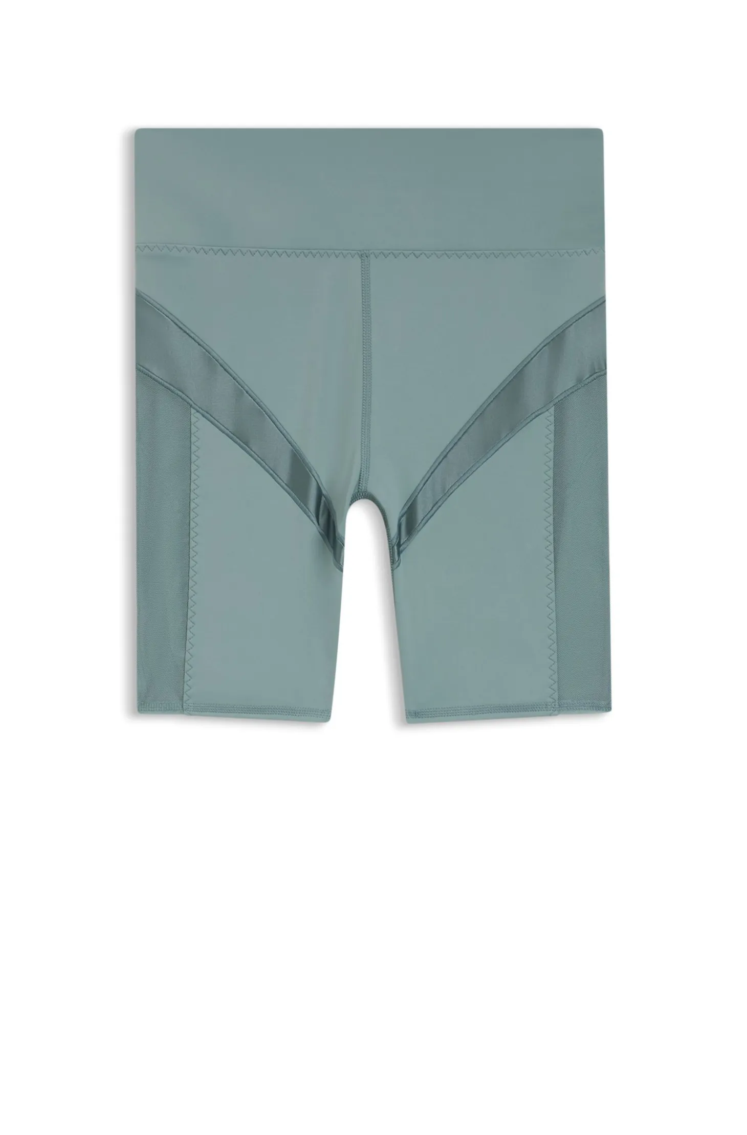 Active high-waisted cycling shorts with mesh inserts
