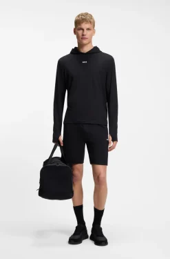 Active hoodie with thumbholes and moisture management
