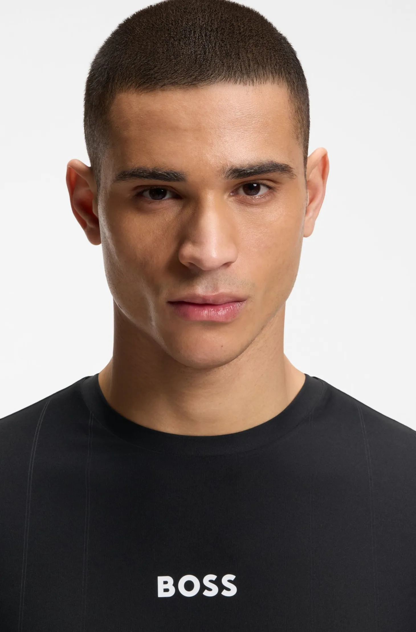 Active Jacquard-stripe slim-fit T-shirt with logo print