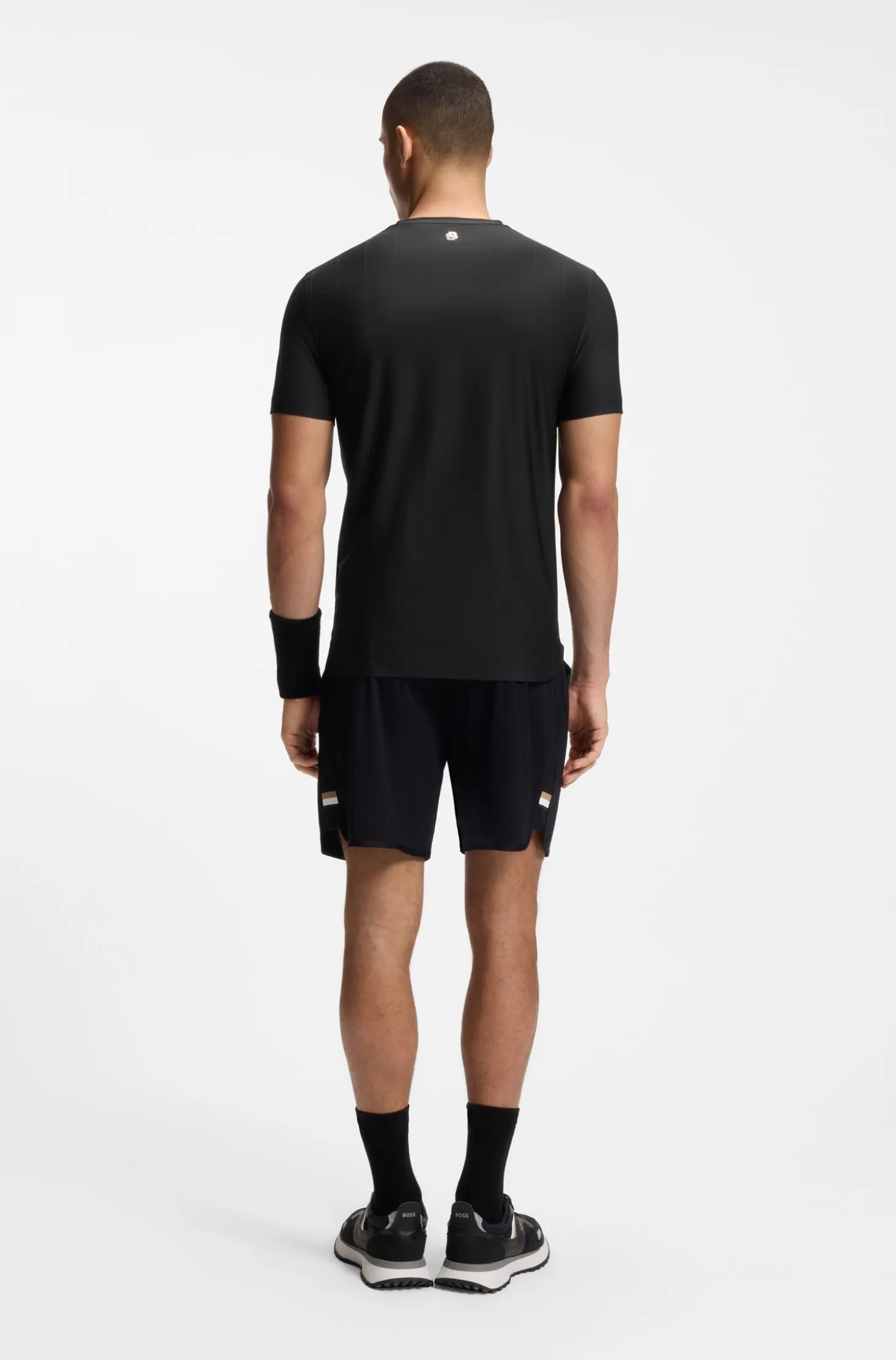 Active Jacquard-stripe slim-fit T-shirt with logo print