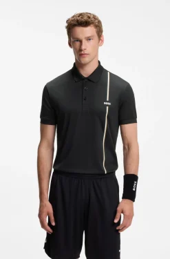 Active quick-dry polo shirt with signature stripe