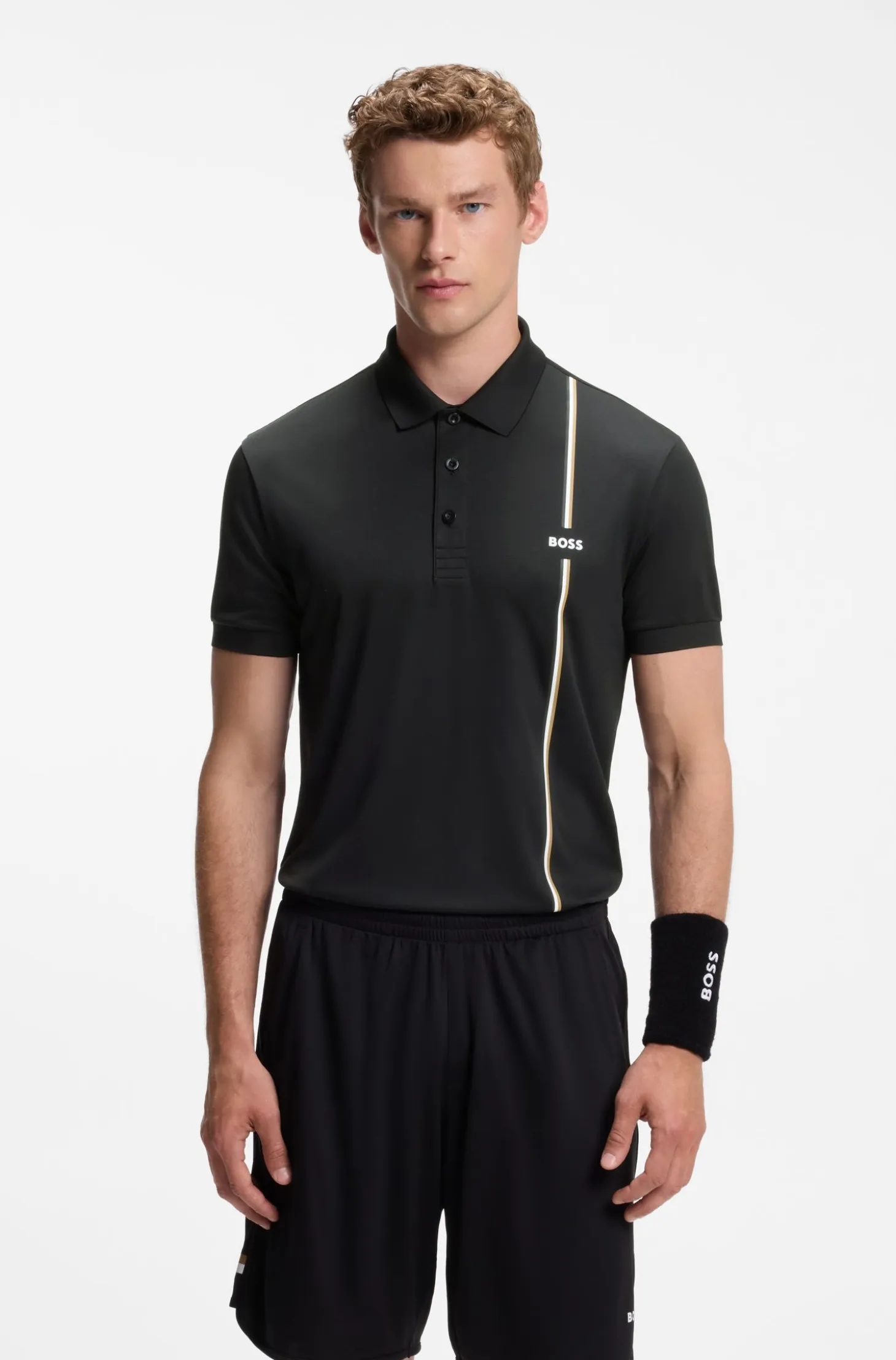 Active quick-dry polo shirt with signature stripe