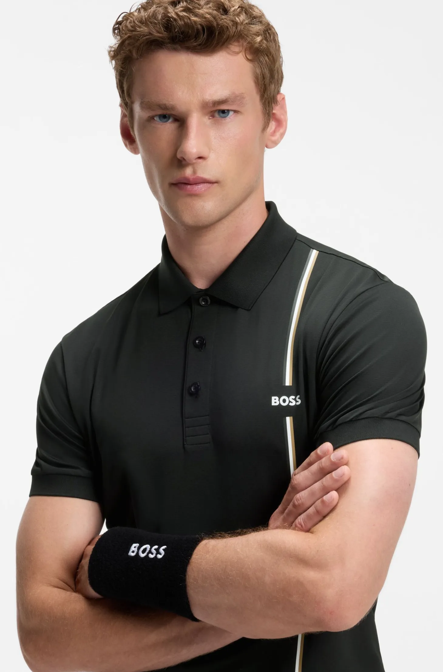 Active quick-dry polo shirt with signature stripe