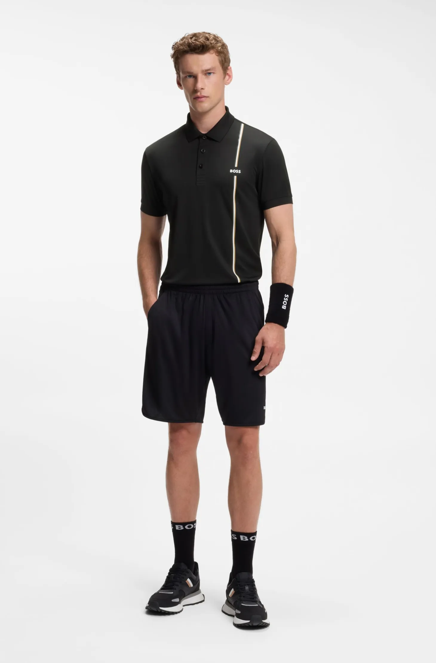 Active quick-dry polo shirt with signature stripe