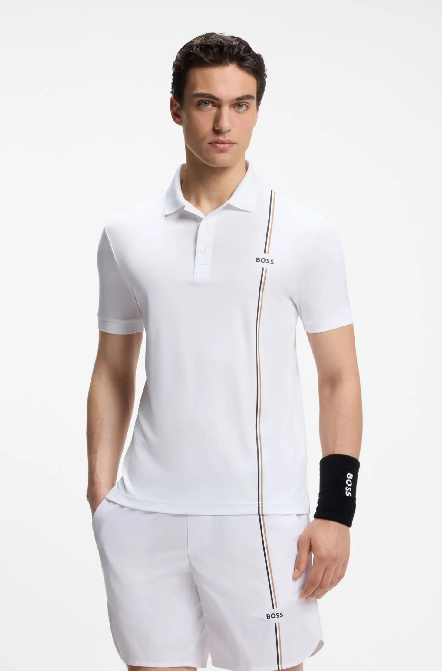 Active quick-dry polo shirt with signature stripe
