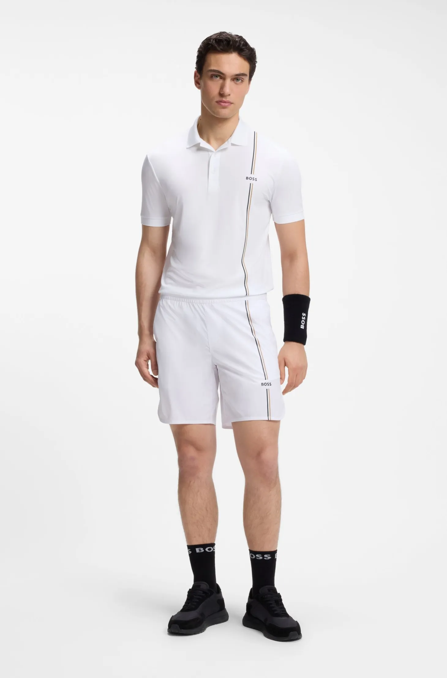 Active quick-dry polo shirt with signature stripe