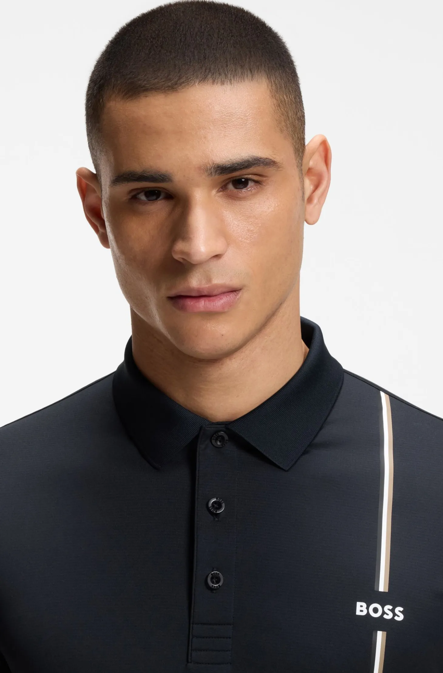 Active quick-dry polo shirt with signature stripe