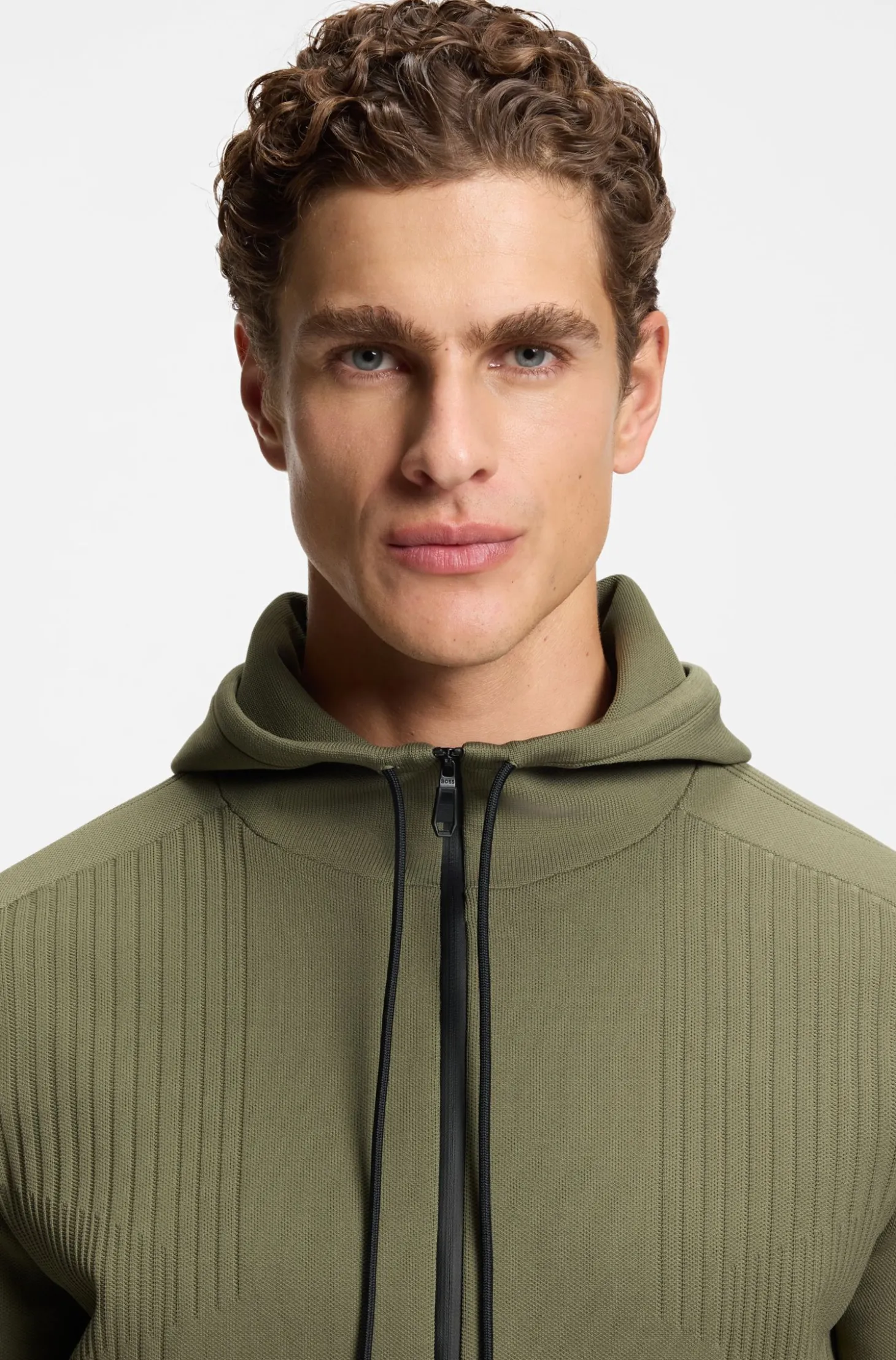 Active Regular-fit zip-up hoodie with jacquard stripes