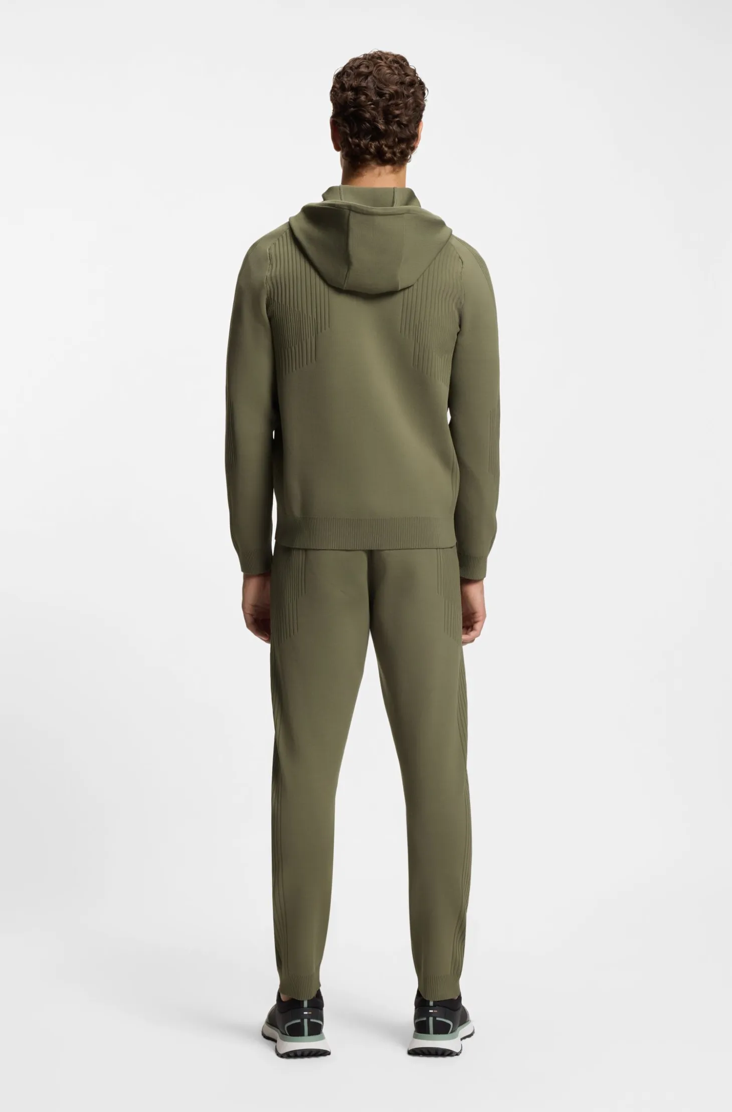 Active Regular-fit zip-up hoodie with jacquard stripes