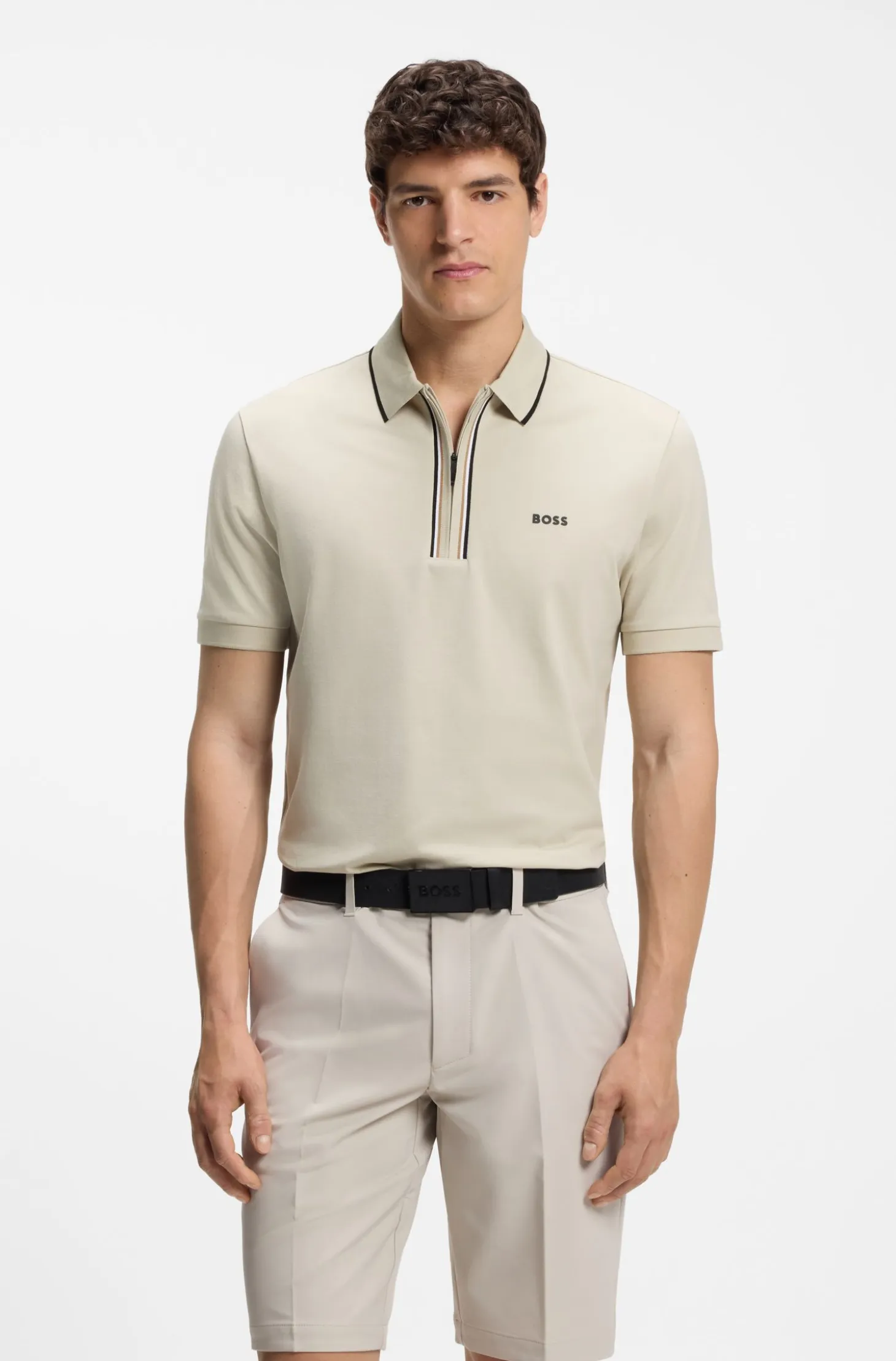Active Slim-fit polo shirt in moisture-wicking stretch cotton
