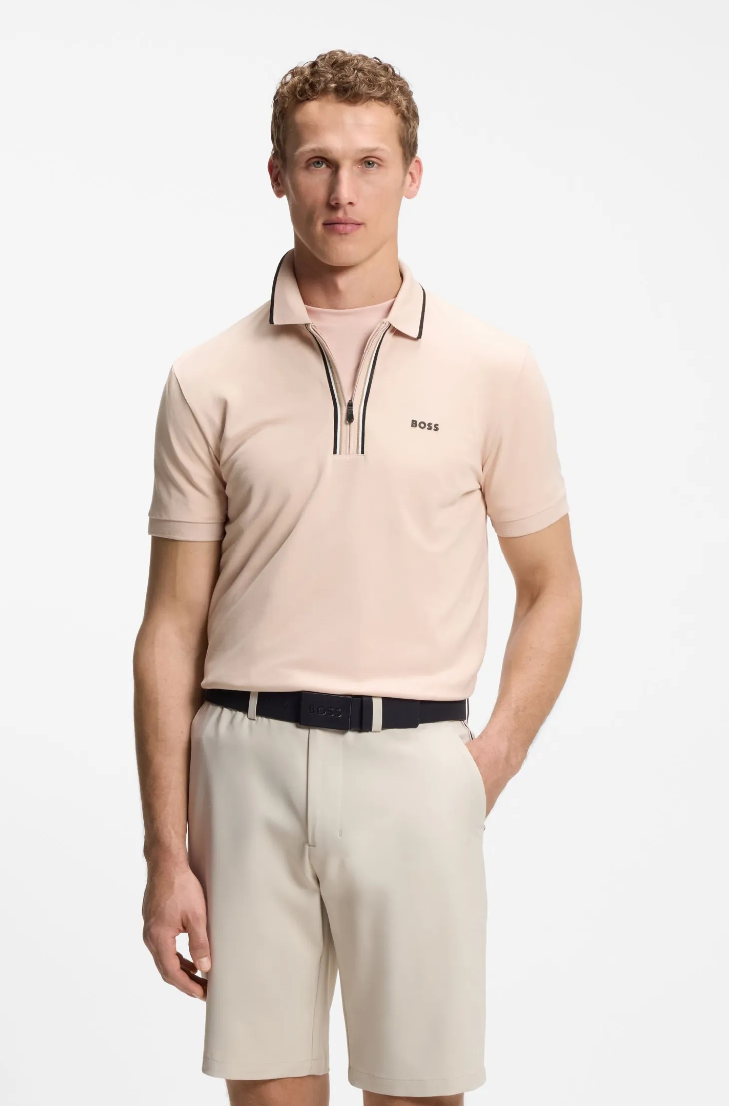 Active Slim-fit polo shirt in moisture-wicking stretch cotton