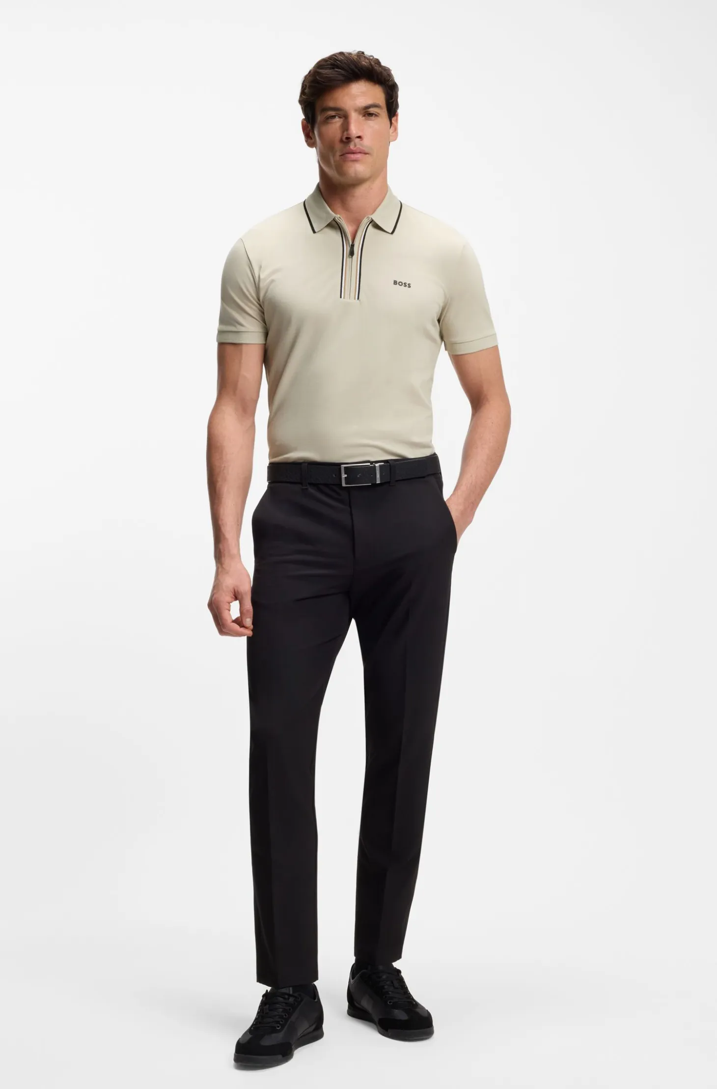 Active Slim-fit polo shirt in moisture-wicking stretch cotton