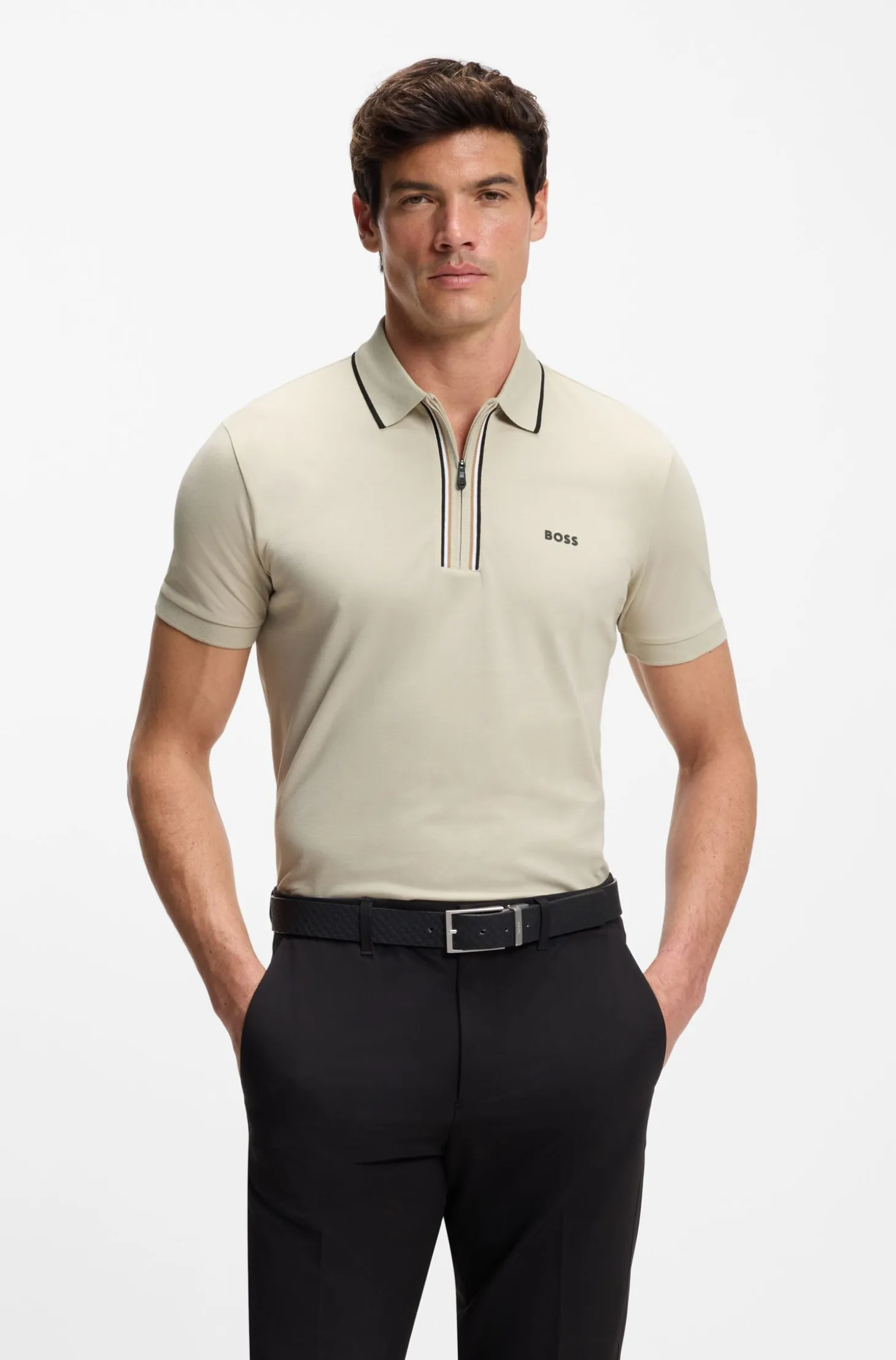 Active Slim-fit polo shirt in moisture-wicking stretch cotton