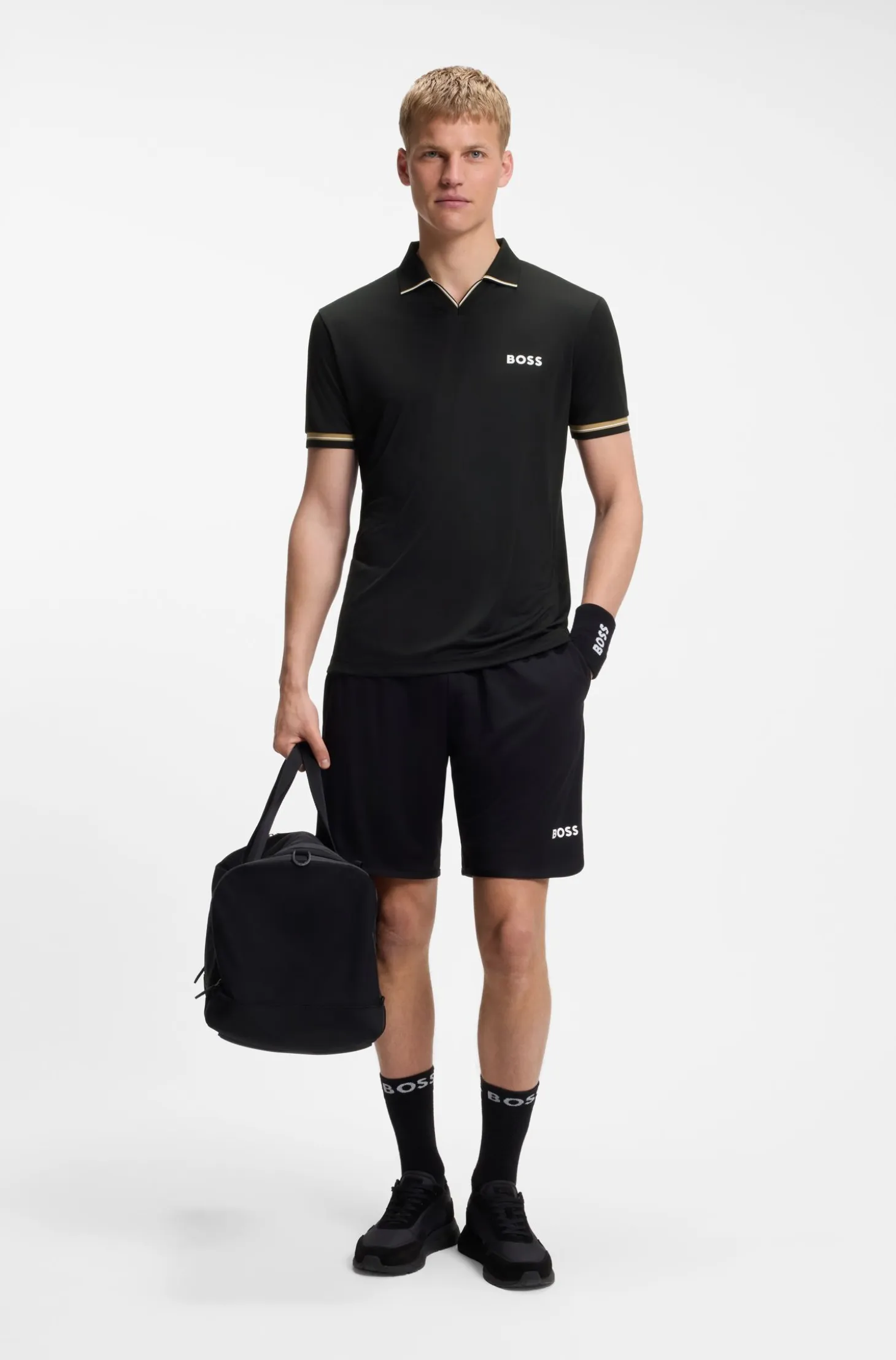 Active slim-fit polo shirt with signature-stripe details
