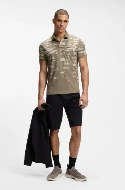 Active Slim-fit polo shirt with jacquard pattern