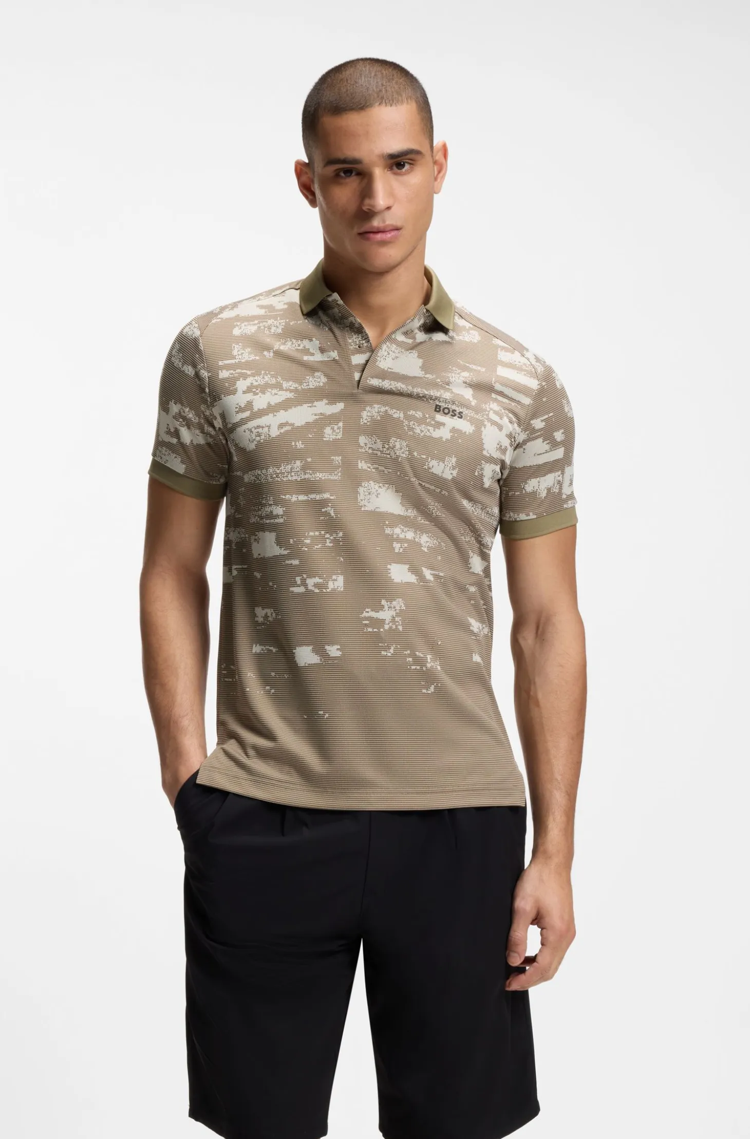 Active Slim-fit polo shirt with jacquard pattern