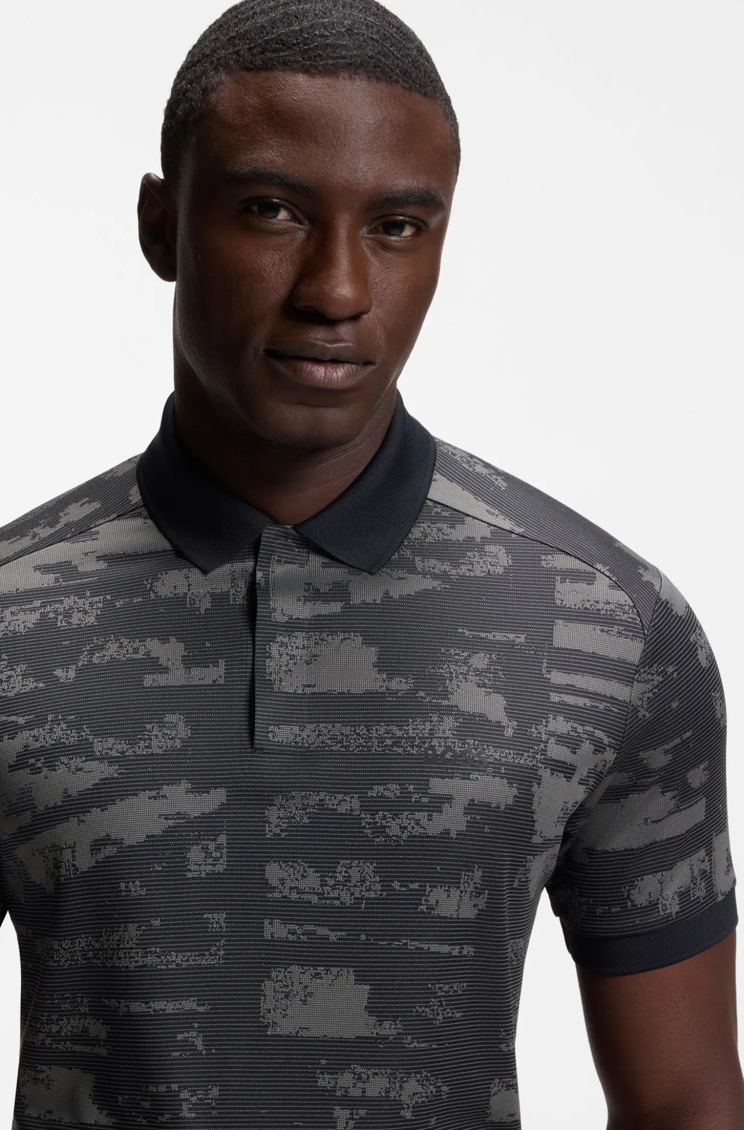 Active Slim-fit polo shirt with jacquard pattern