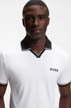 Active slim-fit polo shirt with signature-stripe details
