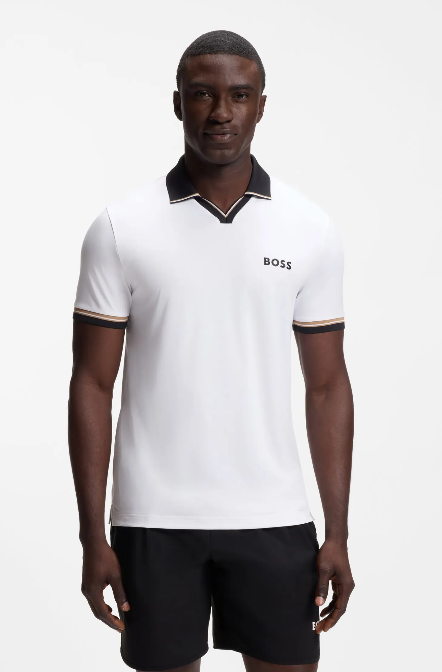 Active slim-fit polo shirt with signature-stripe details