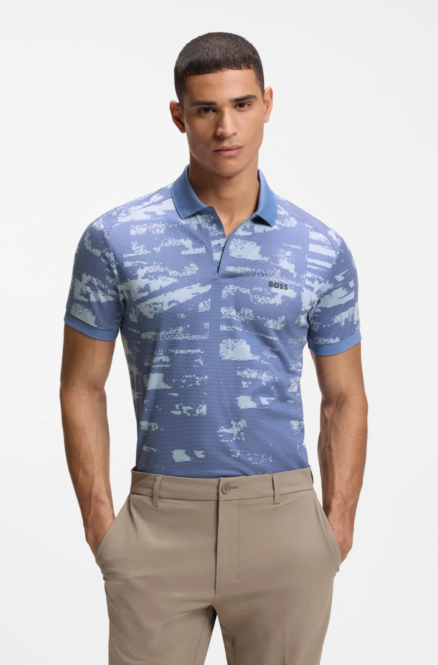 Active Slim-fit polo shirt with jacquard pattern
