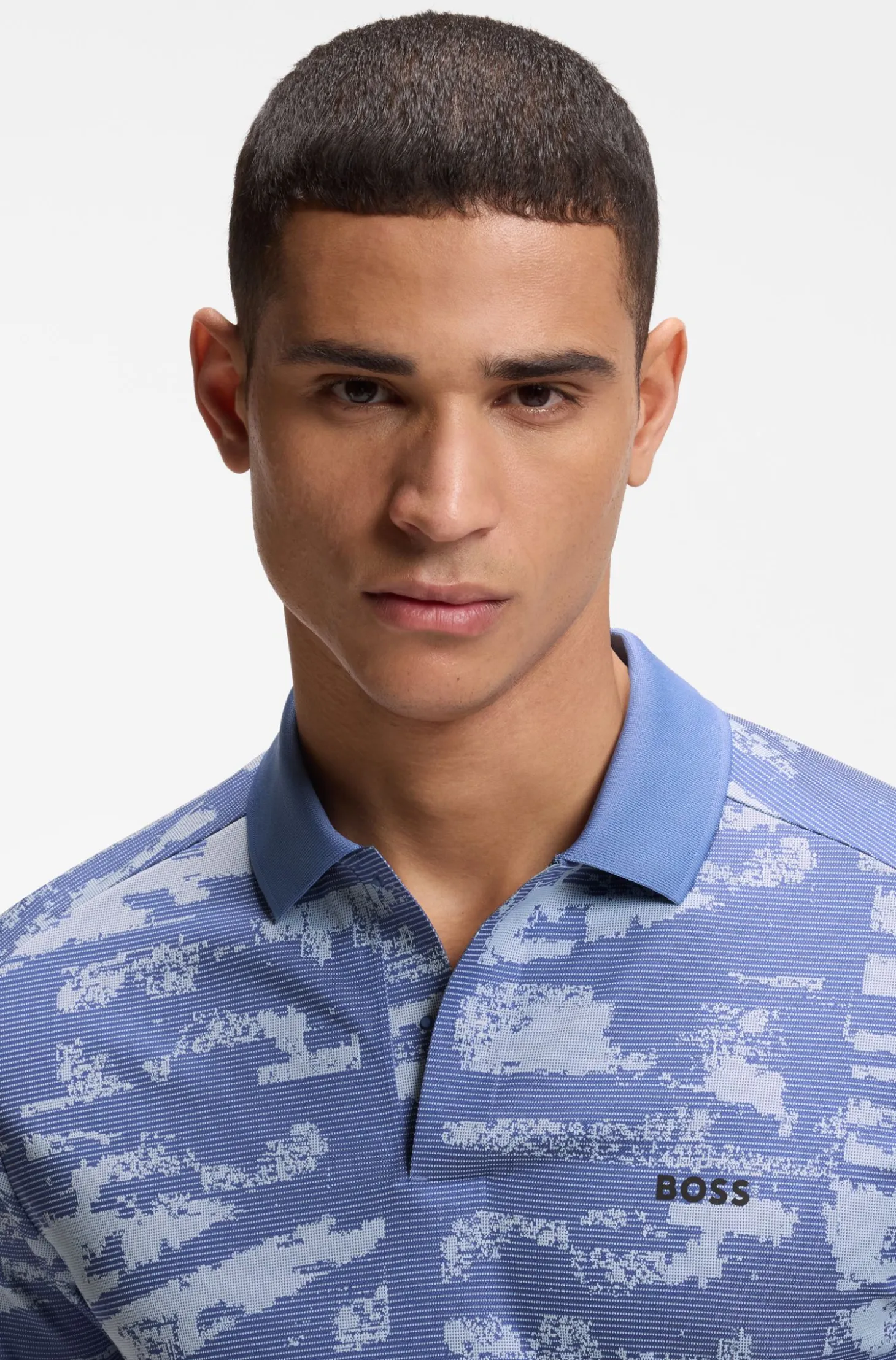 Active Slim-fit polo shirt with jacquard pattern