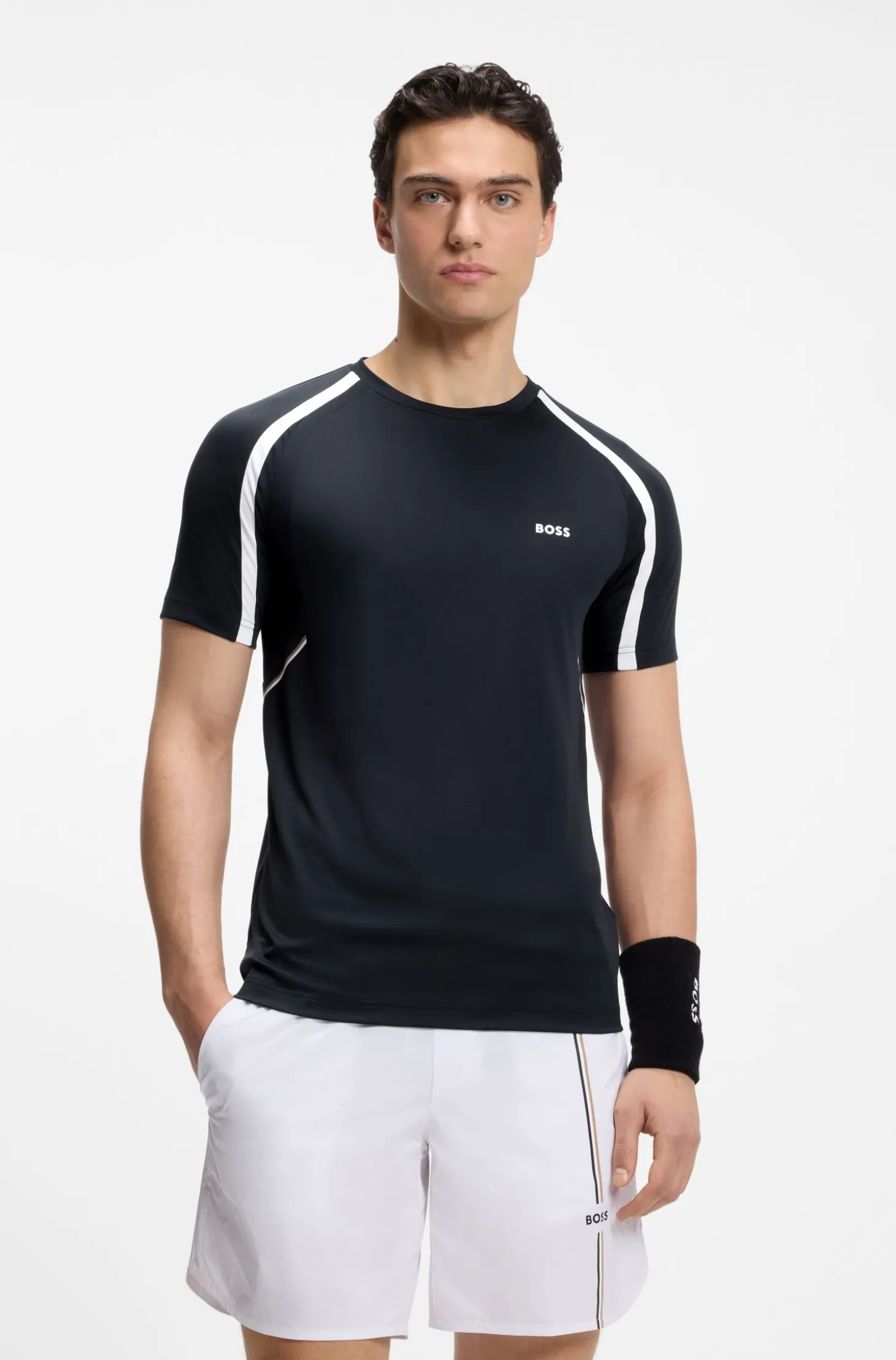 Active Slim-fit T-shirt in stretch fabric with contrast inserts