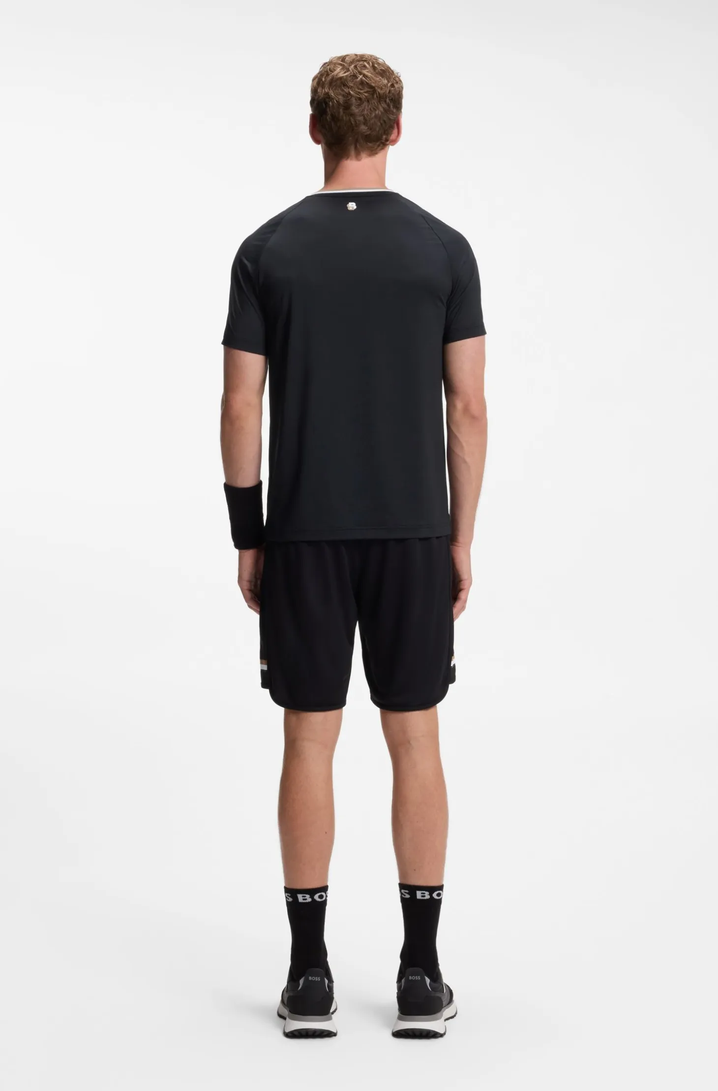 Active slim-fit T-shirt with signature-stripe collar