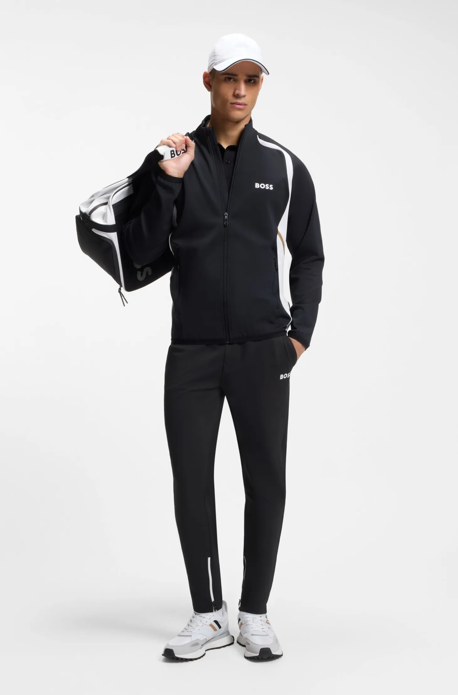 Active Stretch-gabardine tracksuit bottoms with zipped hems