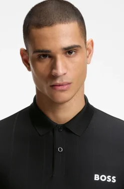 Active Stripe-jersey slim-fit polo shirt with four-way stretch