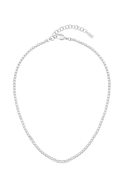 Adjustable necklace with clear and champagne-coloured crystals