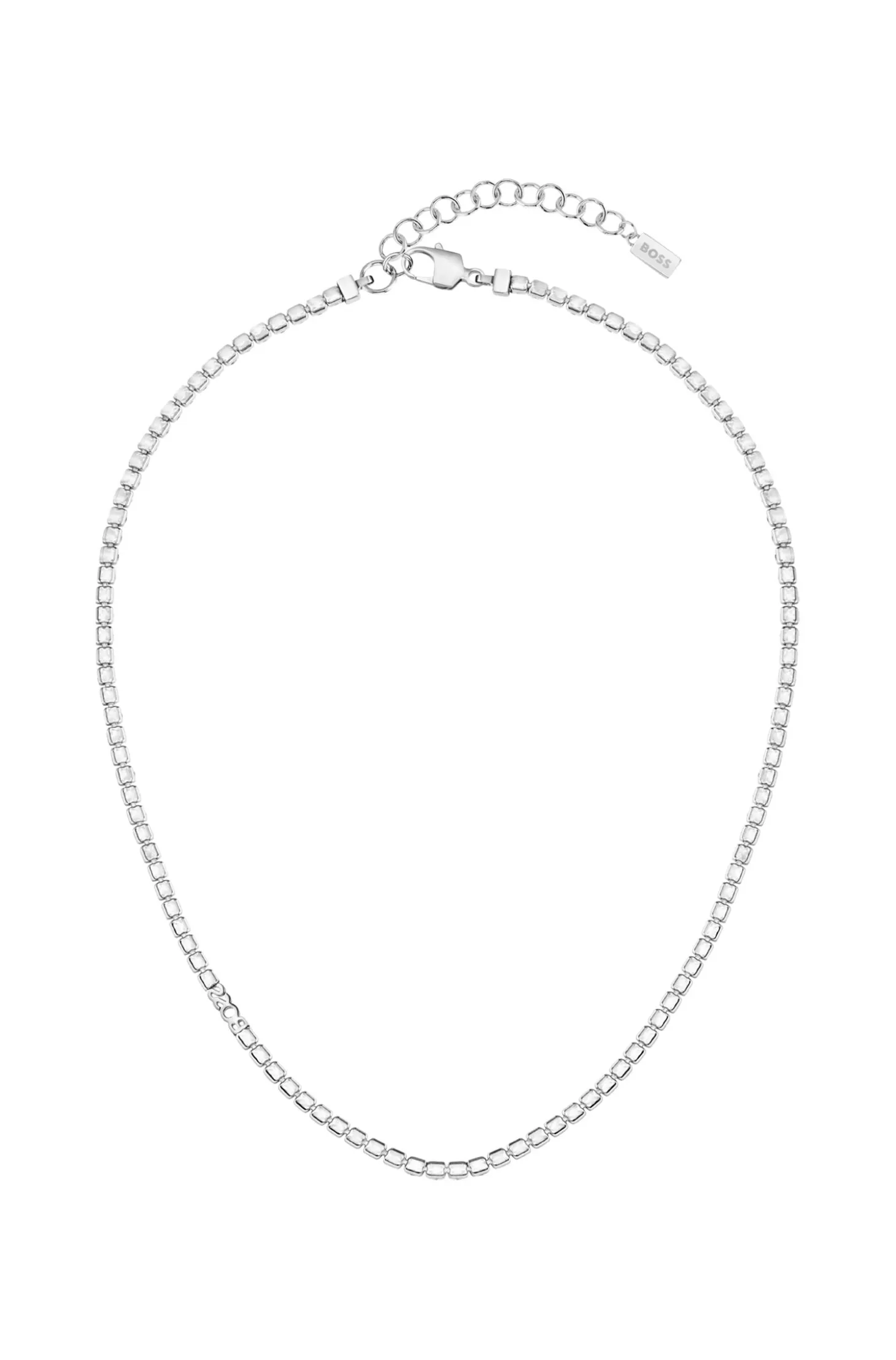 Adjustable necklace with clear and champagne-coloured crystals
