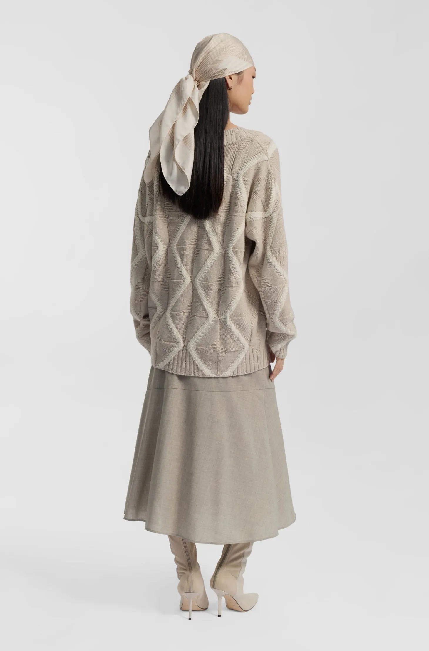 A-line skirt in melange virgin wool