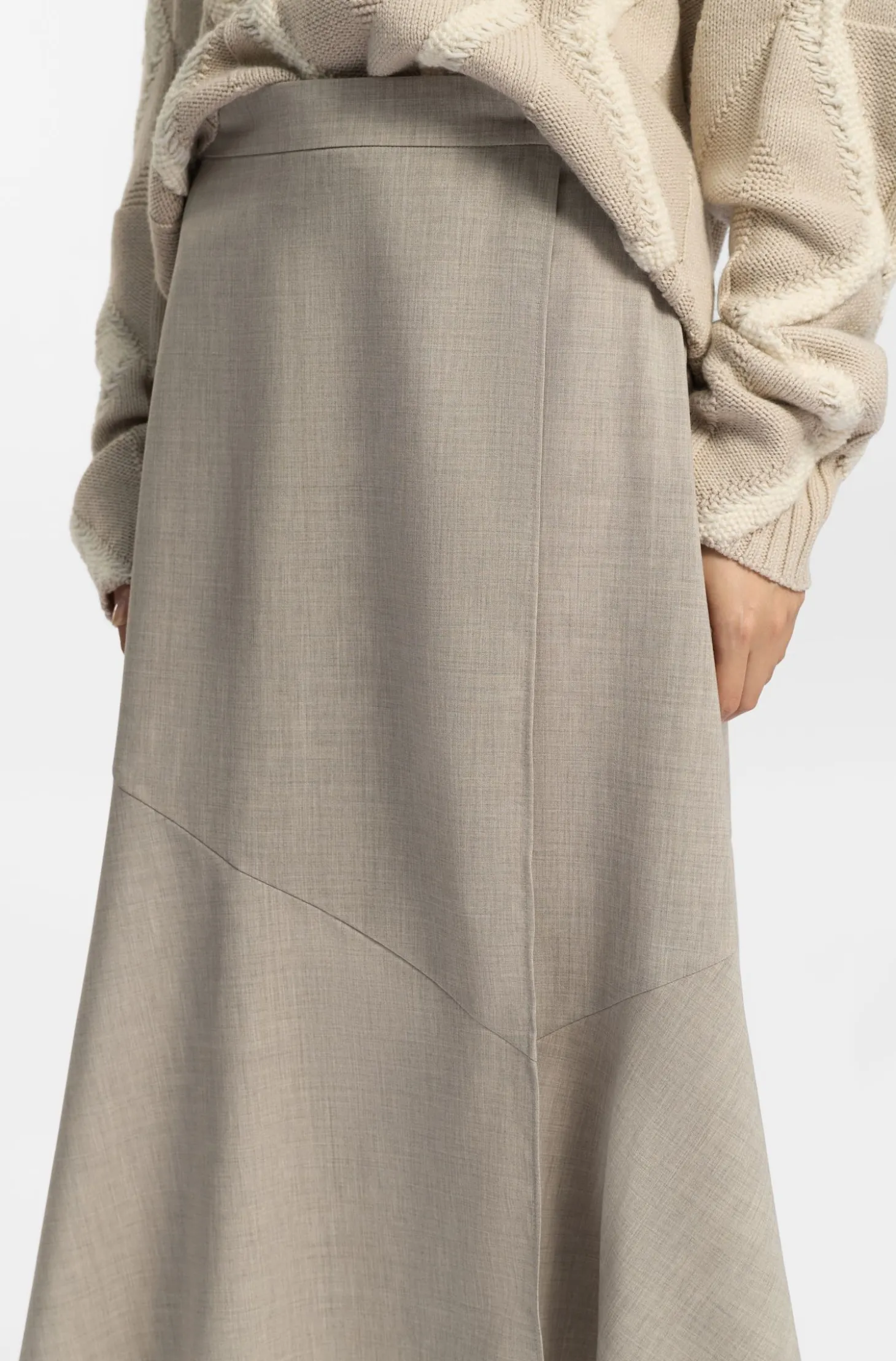 A-line skirt in melange virgin wool