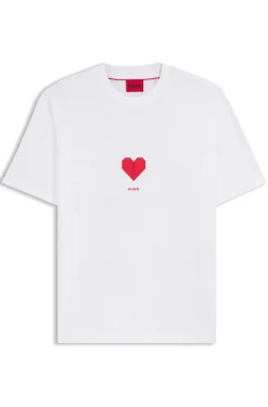 All-gender Cotton-jersey T-shirt with origami-heart prints