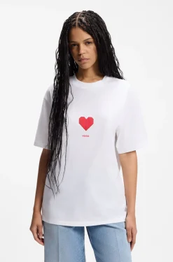 All-gender Cotton-jersey T-shirt with origami-heart prints