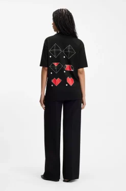 All-gender Cotton-jersey T-shirt with origami-heart prints
