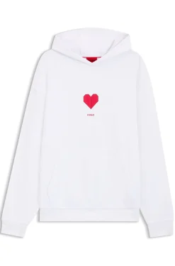 All-gender Cotton-terry hoodie with origami-heart artwork