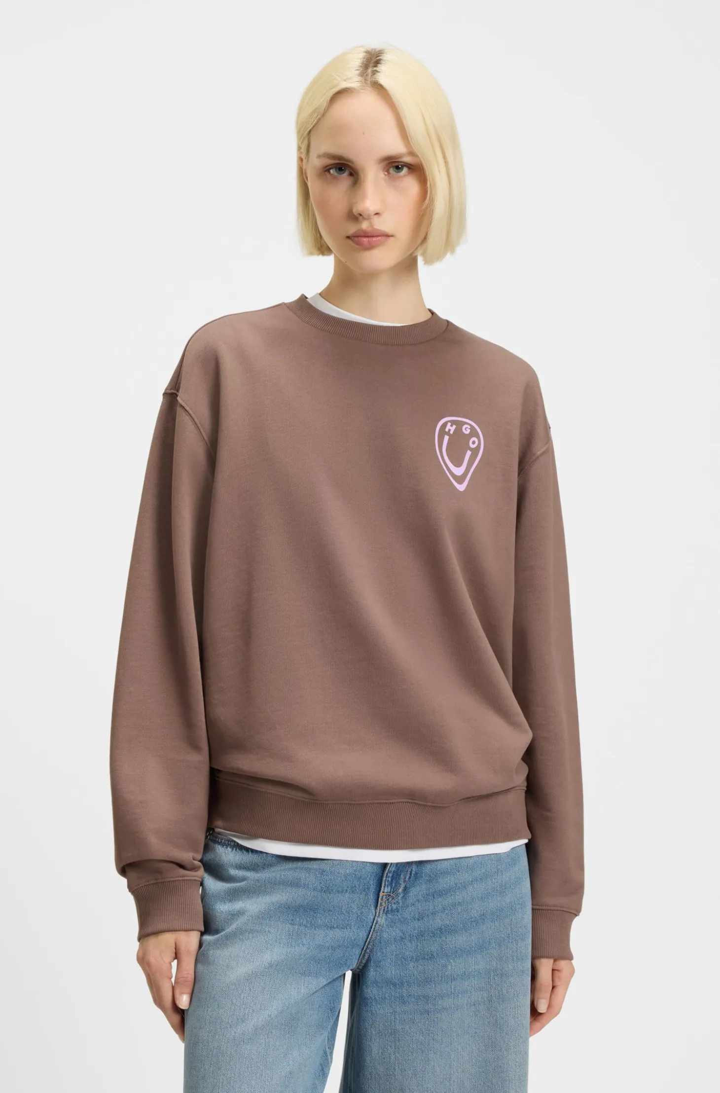All-gender sweatshirt with Happy HUGO artwork