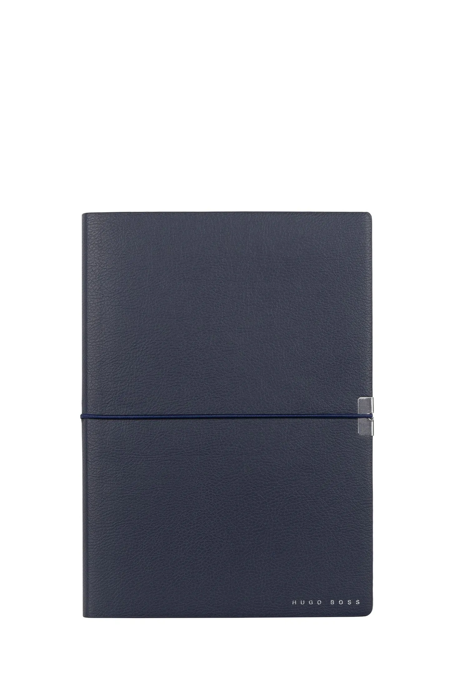 A5 navy faux-leather notepad