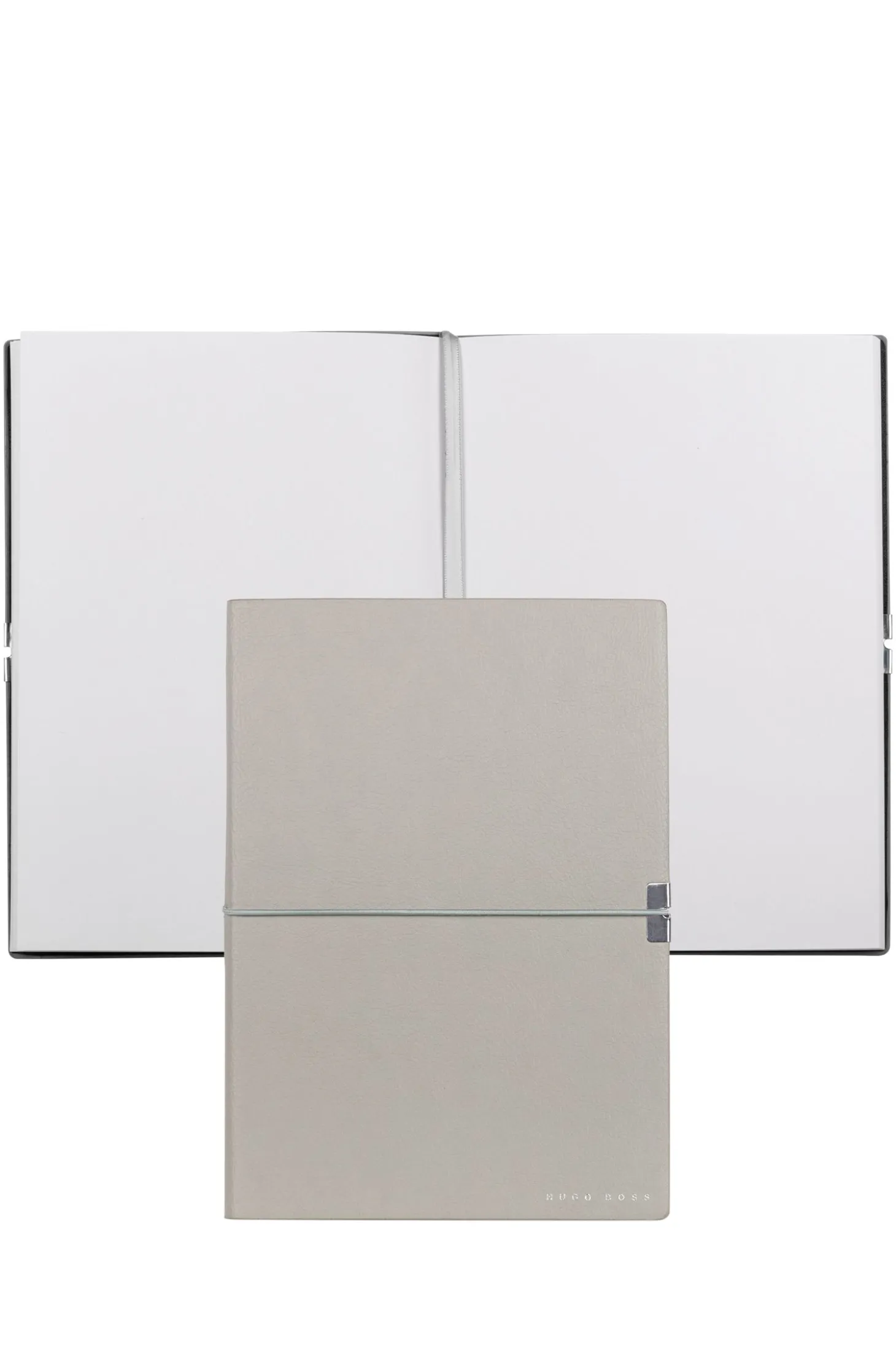 A5 notebook in grey faux leather with elasticated band