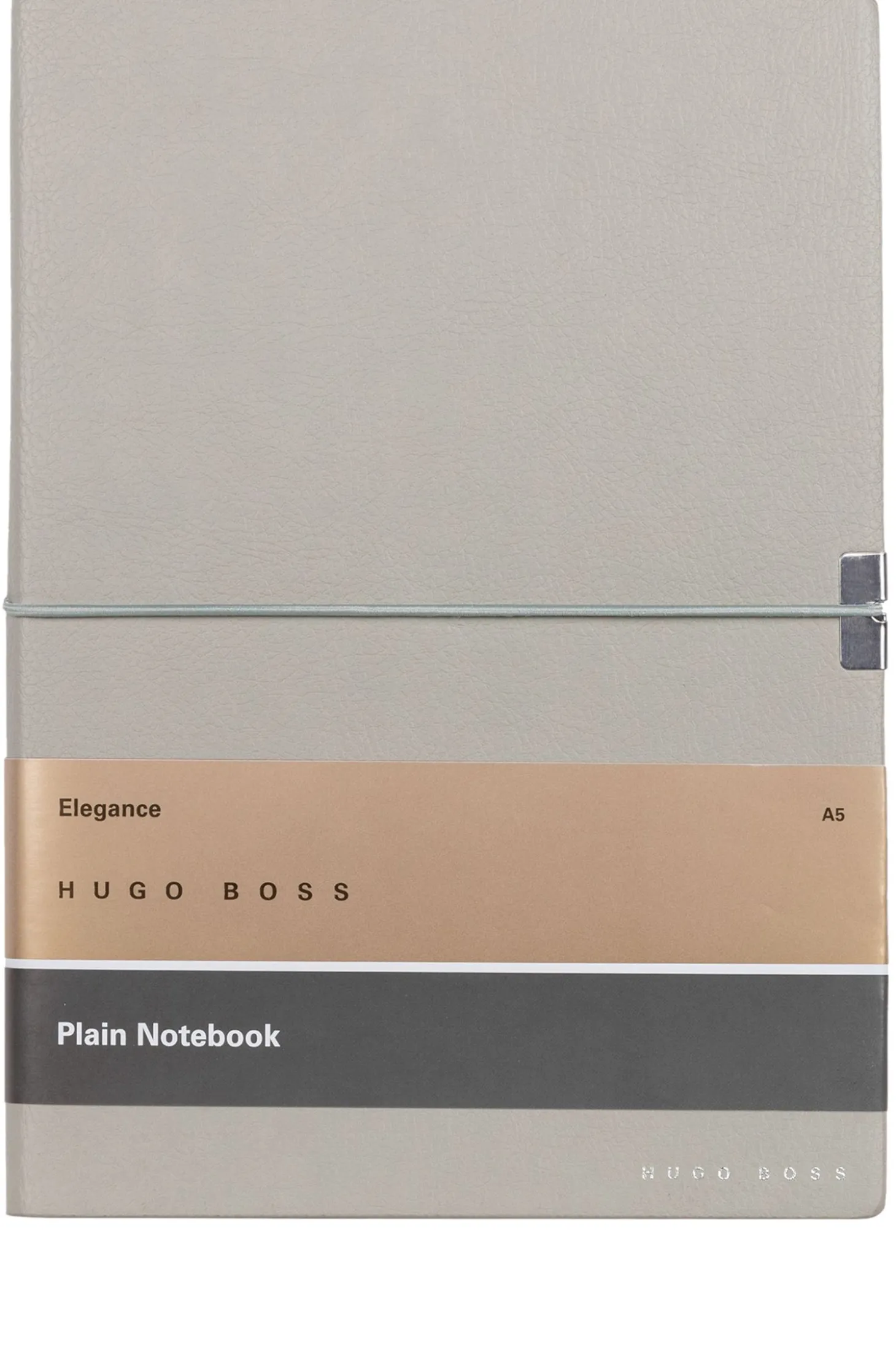 A5 notebook in grey faux leather with elasticated band