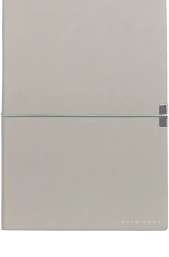 A5 notebook in grey faux leather with elasticated band