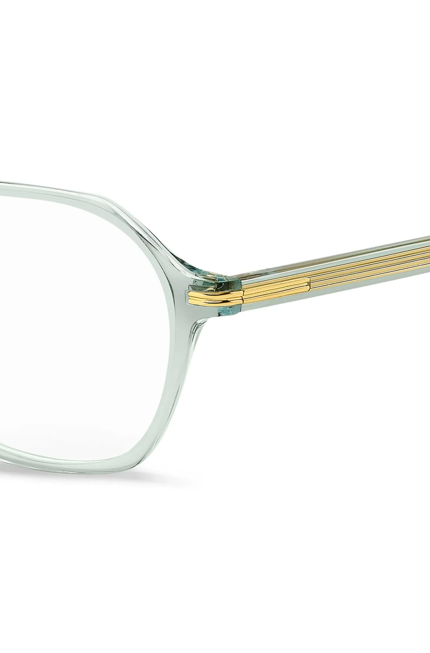 Aqua-acetate optical frames with gold-tone temples