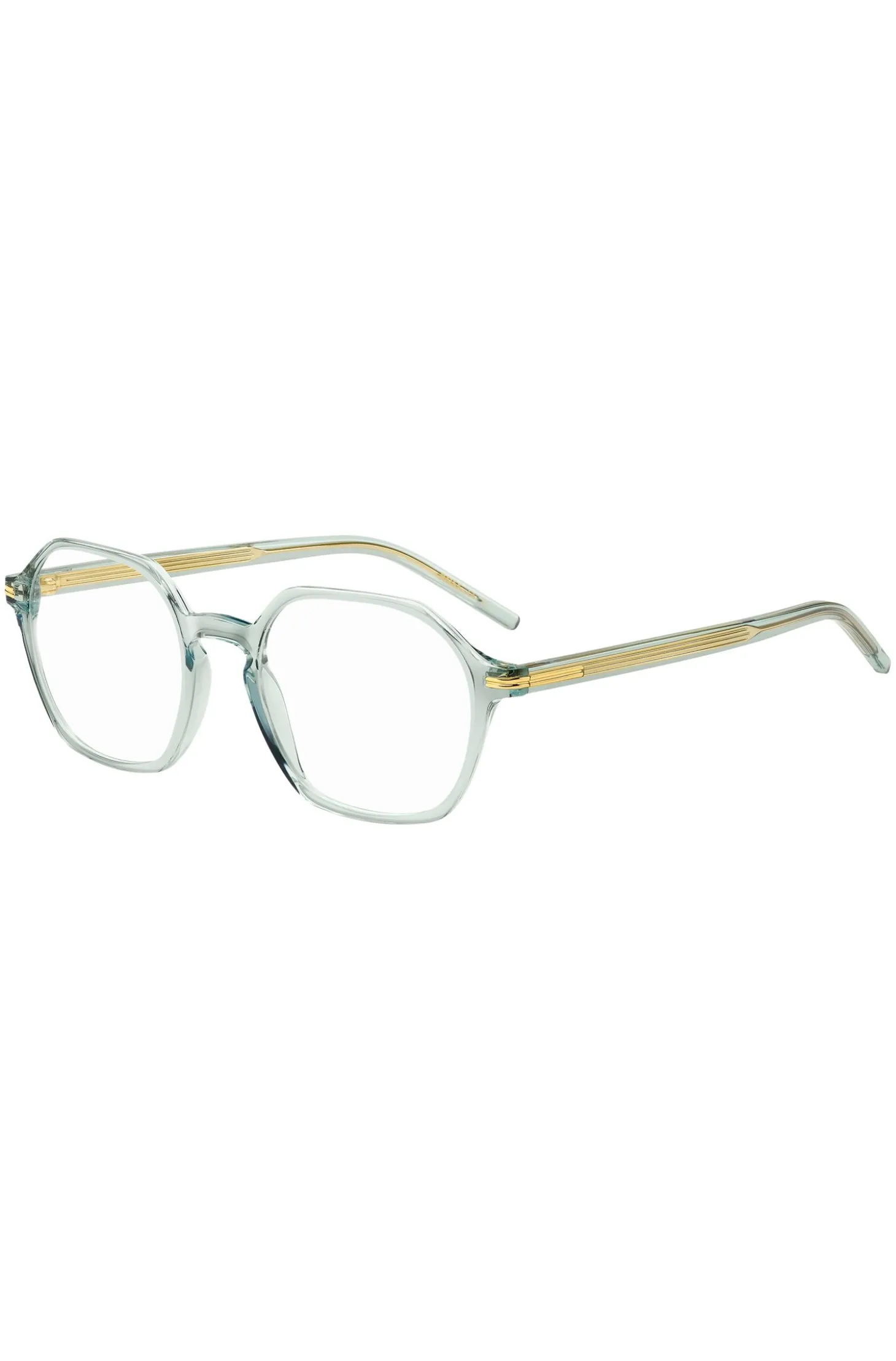 Aqua-acetate optical frames with gold-tone temples