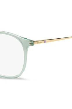 Aqua-acetate optical frames with gold-tone temples