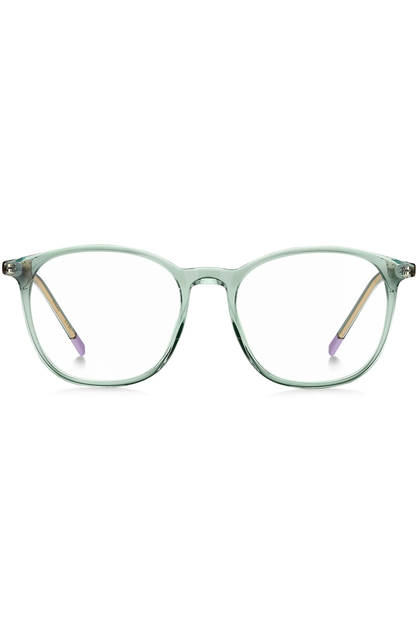 Aqua-acetate optical frames with gold-tone temples